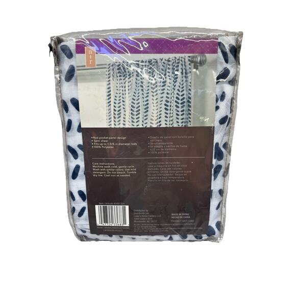 Allen + Roth Willlow Navy Design Rod Pocket Single Curtain Panel 50” X 84” {36}. - Picture 2 of 11